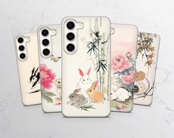 Cover per telefono con coniglietto e grafica giapponese per Samsung S26, S25, A17, A57, A37