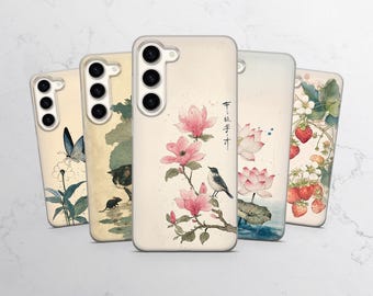 Cover per telefono con fiore di loto e fragola per Samsung S26, S25, A17, A57, A37