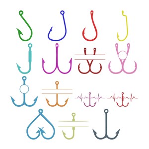 Fish Hook Machine Embroidery Design, Fishing Hook Monogram Frame, Split Name Frame Embroidery, Instant Digital Download
