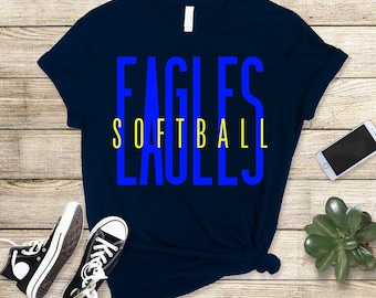 Imagem PNG de esportes com o time Eagles Softball nas cores azul e amarelo (Download Digital)