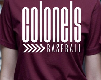Design gráfico para camiseta com estampa de beisebol dos Coronéis em PNG branco para download digital.
