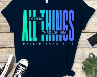 Eu posso todas as coisas – Design de camiseta (Filipenses 4:13) (Download digital)