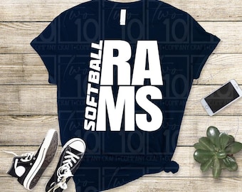 Camiseta esportiva RAMS Softball - Espírito de Equipe PNG | SVG Download Digital Design Gráfico
