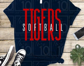Imagem PNG de esportes com o time Tigers Softball em vermelho e branco (Download Digital)