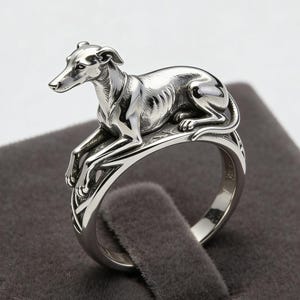 Sterling Silver Greyhound Ring Whippet Wrap Band Italian Greyhound Jewelry Adjustable Dog Lover Gift