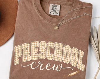 Comfort Colors Preschool Teacher T-Shirt, Crayon Design, Back To School Tee, Gift For Preschool Teacher Shirt, Teacher Tee, Crew Team, PreK