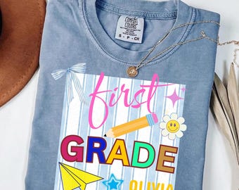Personalized Comfort Colors® First Grade Teacher Shirt 1st Grade Matching Group T-Shirt, Custom Teacher Team Tee, Teacher Appreciation Gift