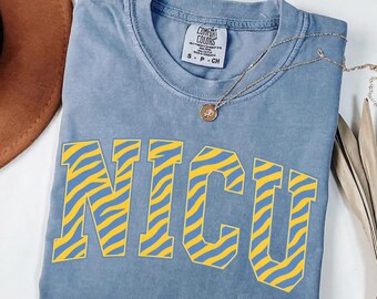 NICU Tiger Stripe Cottagecore Aesthetic Comfort Colors® Nurse Tee | Neonatal ICU Healthcare Worker Gift RN