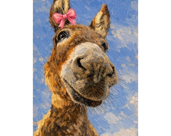 Donkey with Pink Bow Poster | Matte Vertical Poster