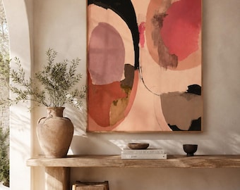 Abstract Watercolor Shapes Matte Vertical Poster | Mid Century Modern Wall Art