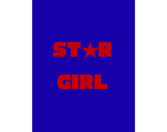 Star Girl poster | Matte Vertical Poster, red typography on blue
