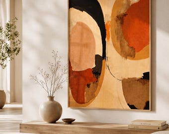 Abstract Terracotta Circles Matte Vertical Poster | Mid Century Wall Art
