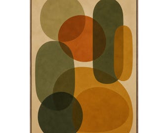 Abstract Mid Century Shapes Matte Vertical Poster | Earth Tone Geometric Wall Art