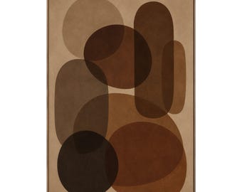 Abstract Brown Shapes Matte Vertical Poster | Mid-Century Minimal Art
