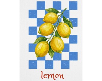 Lemon Branch Matte Vertical Poster | Checkerboard Kitchen Wall Art