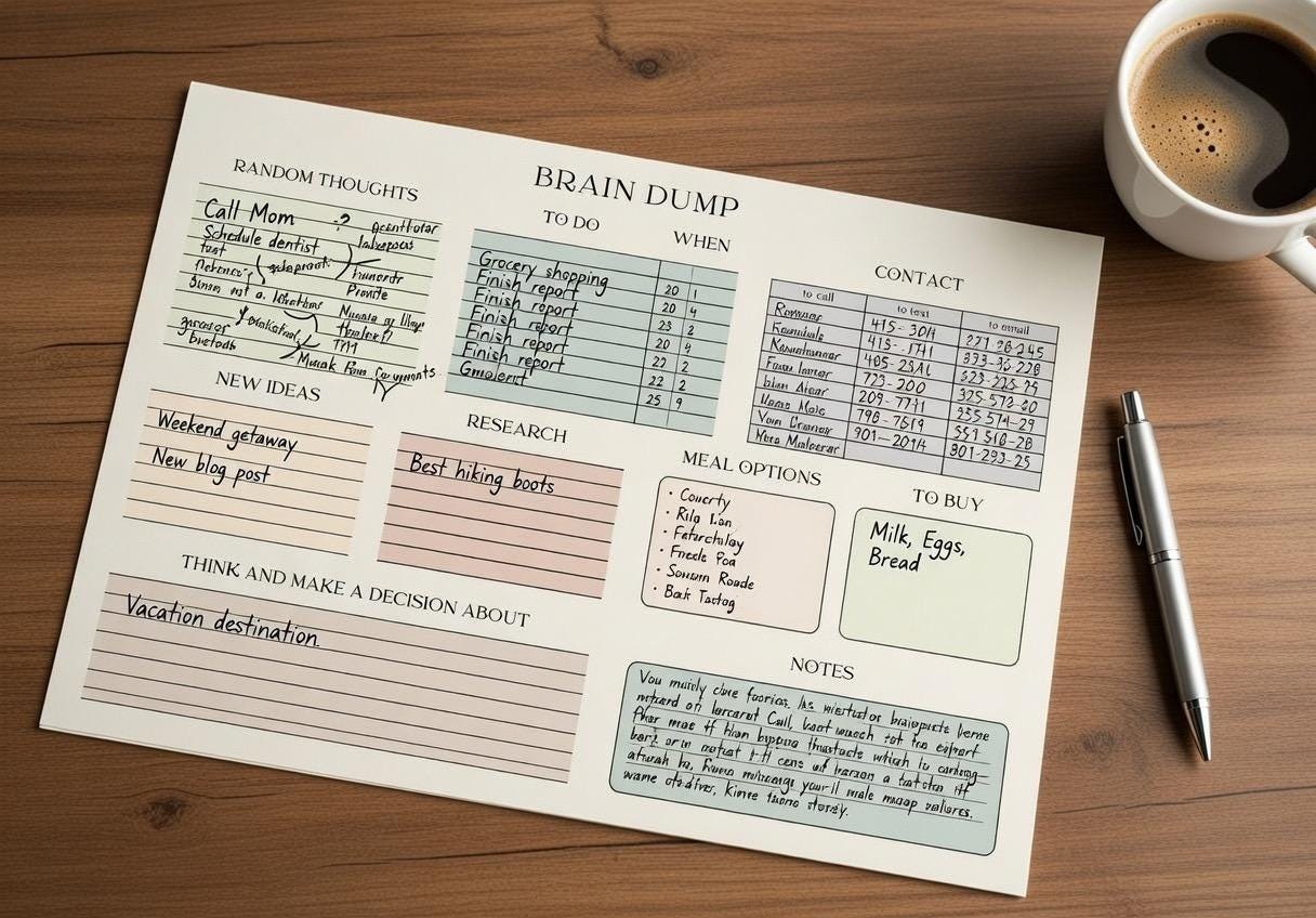 ADHD Brain Dump Planner, Mental Clarity Worksheet (digital PDF A4 ...