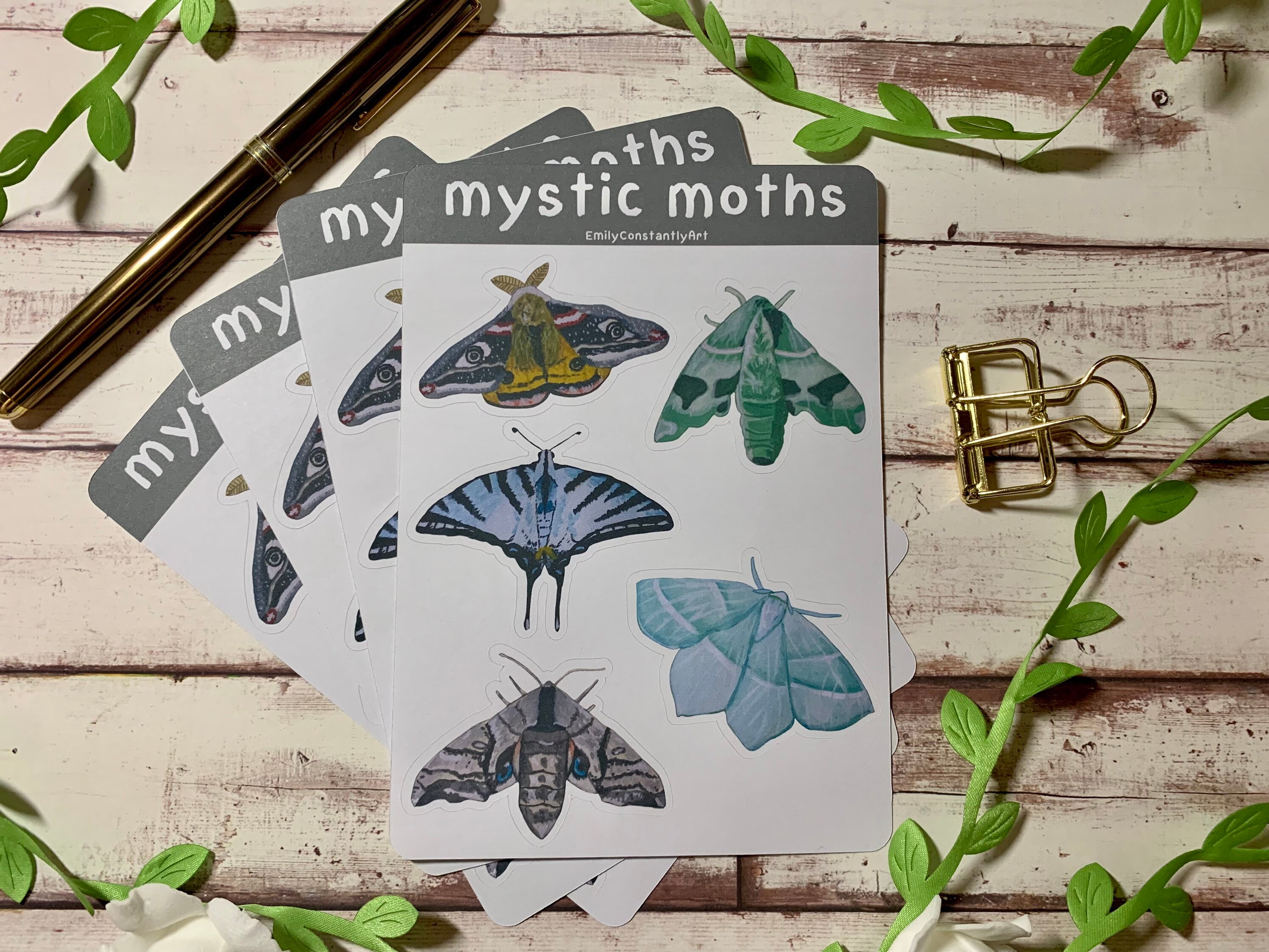 Mystic Moths Sticker Sheet | English Study, Journal, Laptop, iPad, Bottle Sticker
