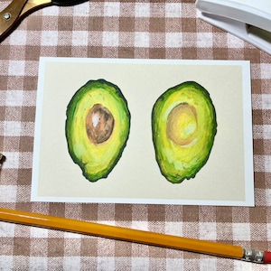 Impressão de cartão postal de abacate | Estudo de inglês, Papelaria, Impressão artística, Tamanho A6, Comida, Presente, Fosco, Cartão de agradecimento