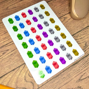Hoja de pegatinas de rupias / Diario, Botella de agua, Tableta, Estudio, Inglés, Estudio, Juego, Videojuego, Pegatinas retro
