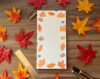 Bloco de notas magnético com folhas de outono, 50 folhas | Feito à mão, Diário, Estudo, Papelaria, Outono, Bloco de notas, Halloween, Ação de Graças, Bloco de notas