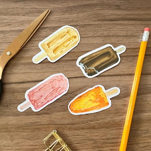 Hübsche Eis am Stiel Sticker Pack (4 Stück) | Arbeitszimmer, Journal, Laptop, iPad, Essen, Eiscreme, Süßigkeiten, Dessert, Scrapbooking, Flasche, Aufkleber