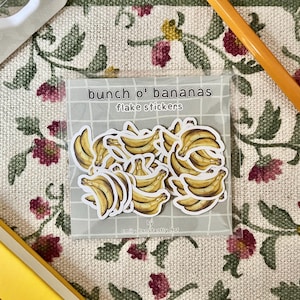 Bunch o’ Bananas Flake Sticker Pack (40 Stück) | Englische Studie, Journal, Laptop, iPad, Essen, Banane, Tropisch, Scrapbooking, Flasche, Stickers