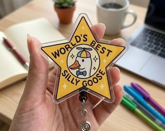 Portatarjetas retráctil con forma de ganso gracioso, el mejor del mundo, portatarjetas de identificación con forma de pato divertido, clip para credenciales retráctil, regalo para enfermeras y maestras, accesorio con humor para compañeros de trabajo.