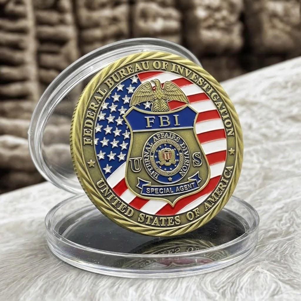FBI Special Agent Challenge Coin, St Michael Protect Us, Bronze Commemorative Medal