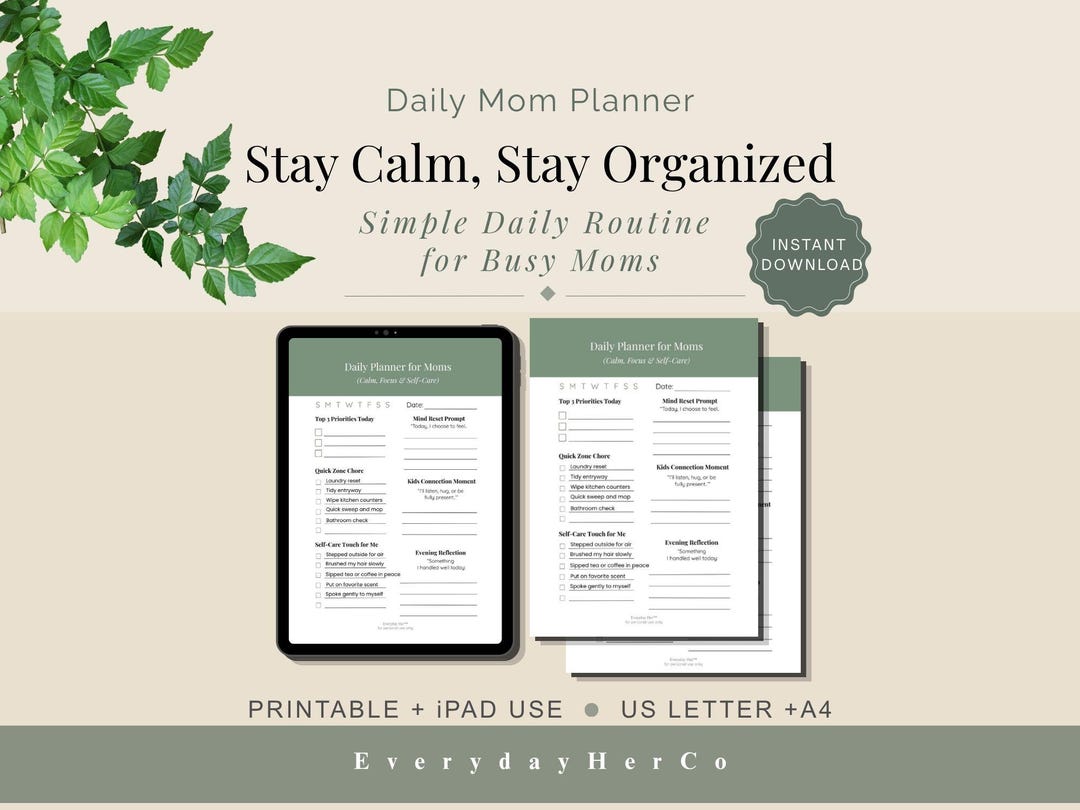 Daily Mom Planner Printable | Minimalist Daily Schedules for Busy Moms ...
