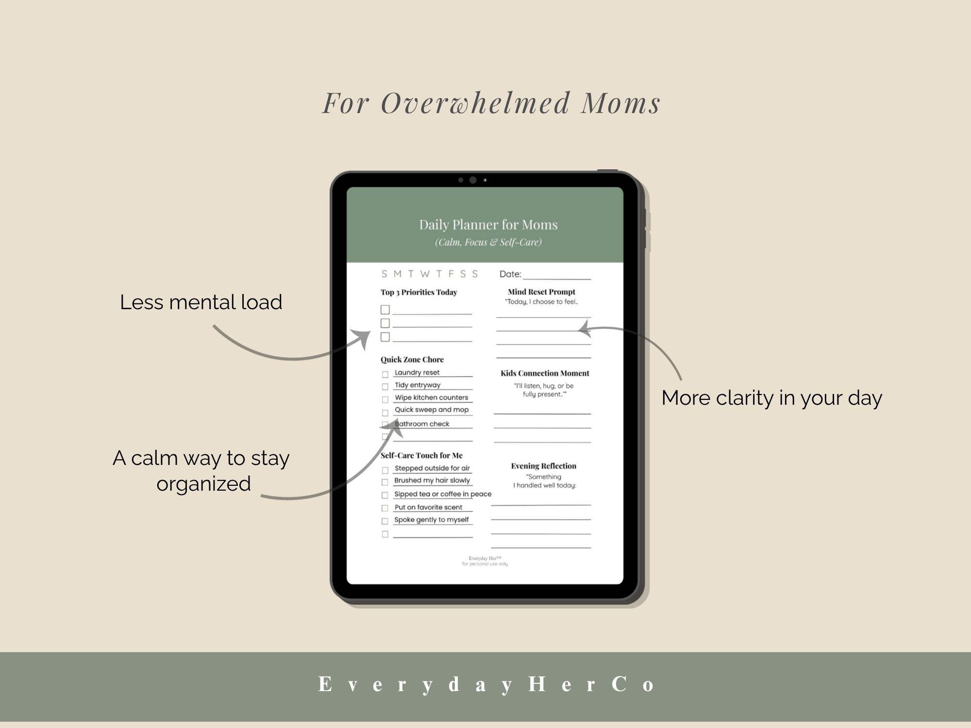 Daily Mom Planner Printable | Minimalist Daily Schedules for Busy Moms ...