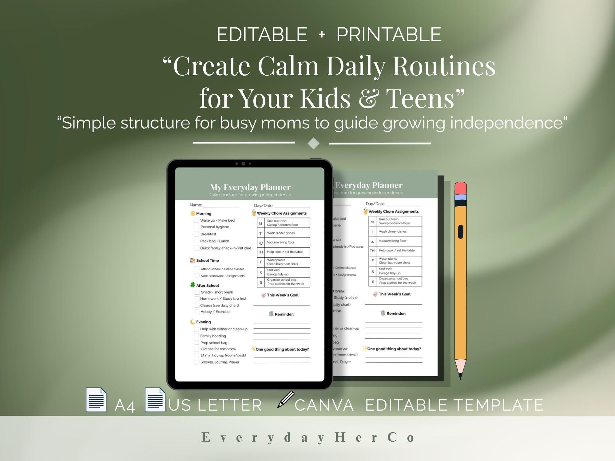 Teen Daily Routine Planner | Printable Schedule for Kids & Teens | Mom ...
