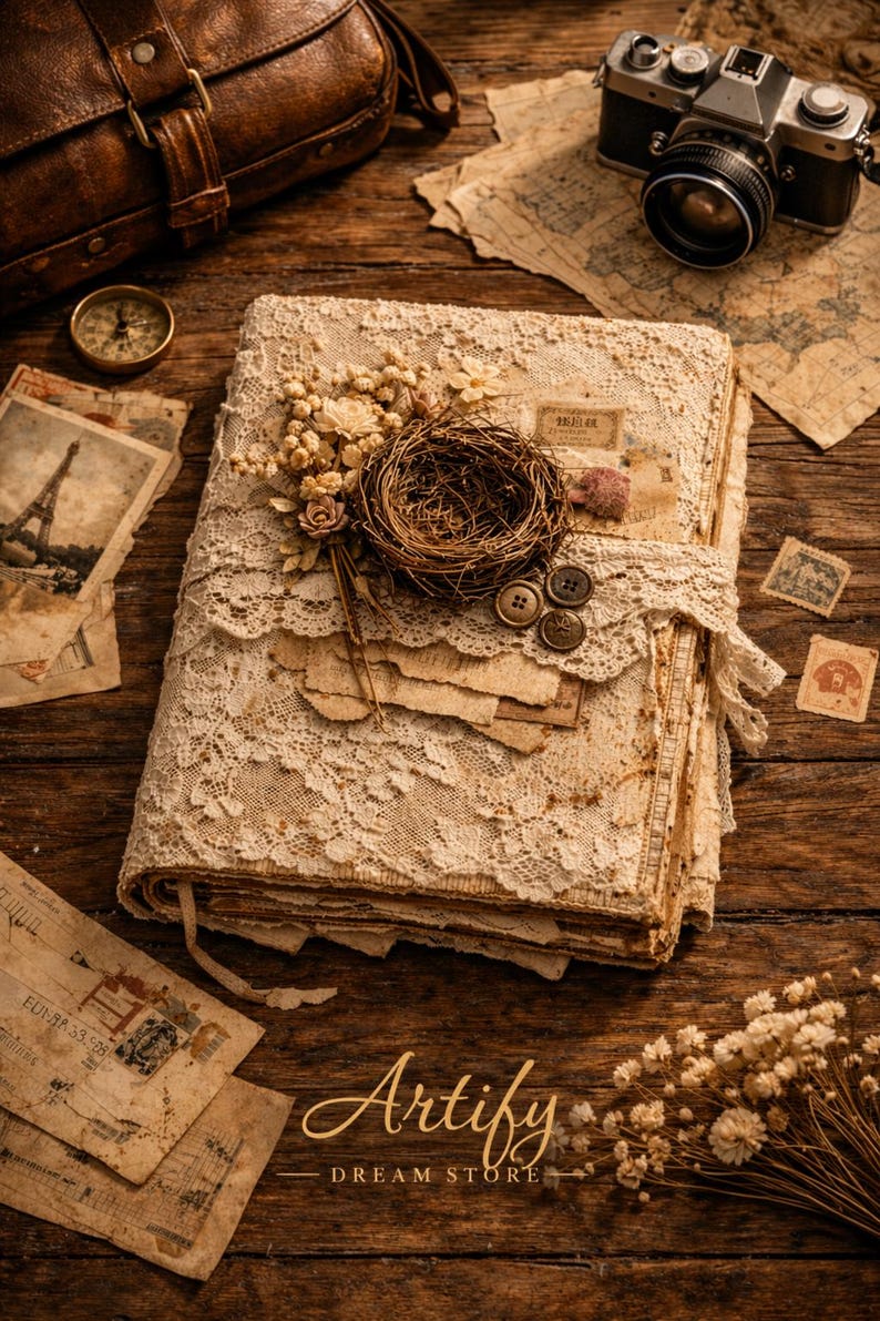 Vintage Lace Junk Journal Shabby Chic Handmade Scrapbook Covers Bundle ...