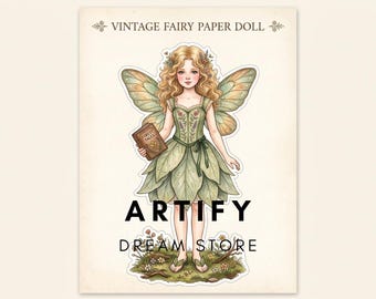 Vintage Fairy Paper Doll Bundle, Printable Dress Up Dolls, Woodland Fantasy Craft, Digital Download