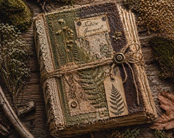 Kit para diario botánico con diseños vintage, portadas imprimibles con motivos de naturaleza y elementos rústicos (descarga digital).