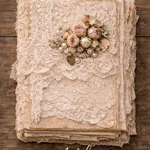 Vintage Lace Junk Journal Cover & Pages | Shabby Chic Floral Ephemera ...