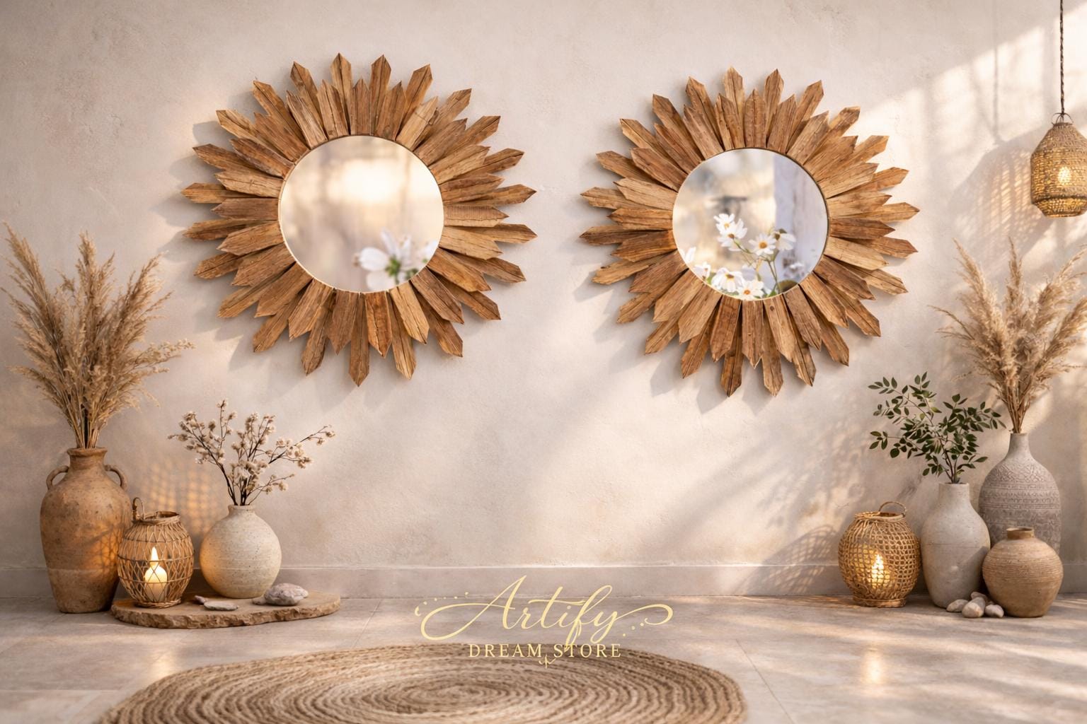 Wooden Framed Mirror With Flowers - Etsy