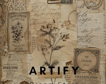 Kit de diario de recortes con efímeros vintage / Papeles de scrapbooking antiguos y recortes victorianos / Descarga digital