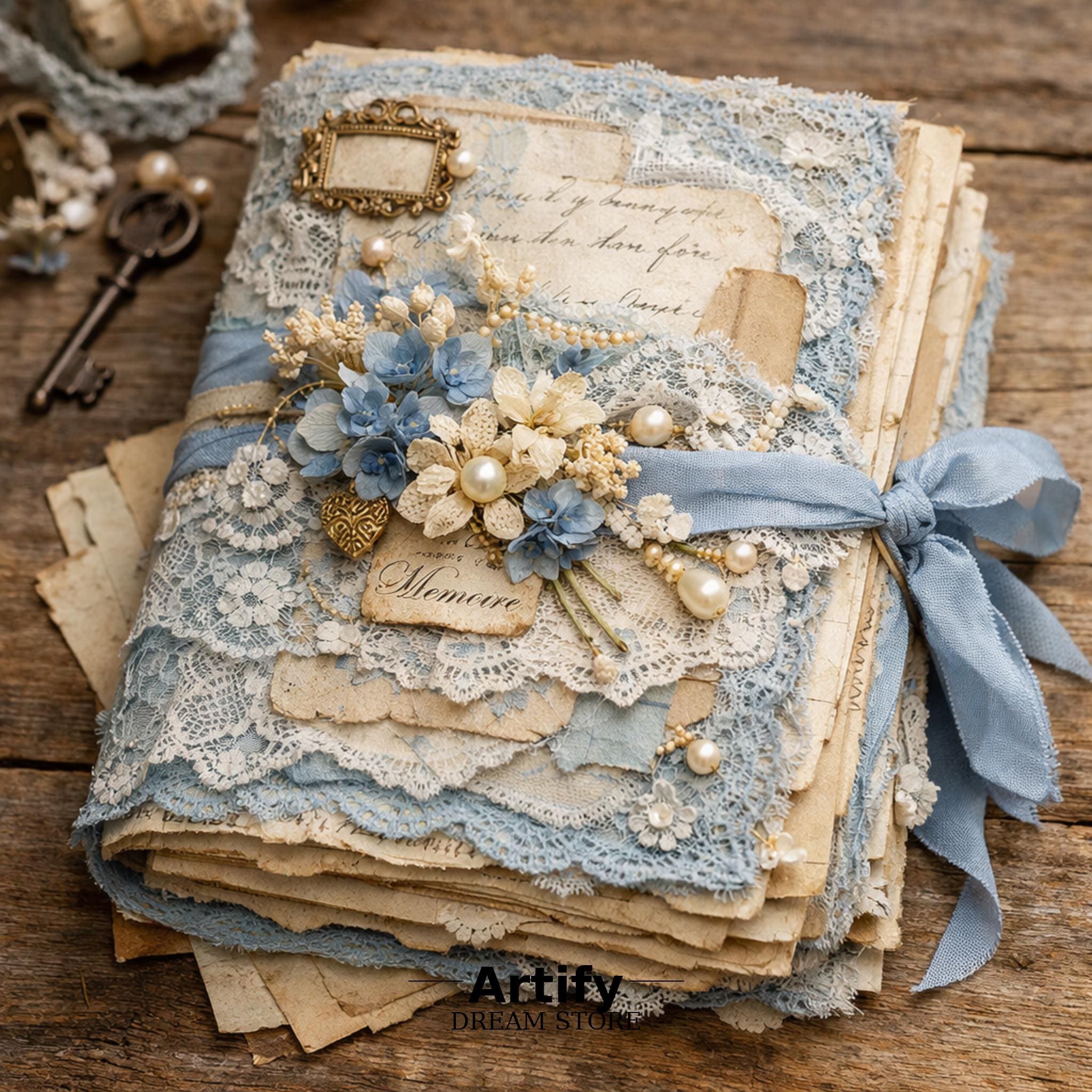 Vintage Junk Journal Covers Bundle, Shabby Chic Lace Floral Scrapbook ...