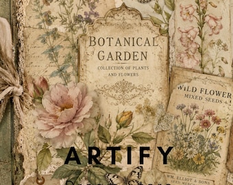 Kit de diario de recortes con temática de jardín botánico vintage / Páginas imprimibles y efímeros