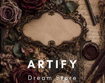 Kit de diario de estilo victoriano Dark Academia con rosas / Paquete de efímeros góticos (descarga digital)