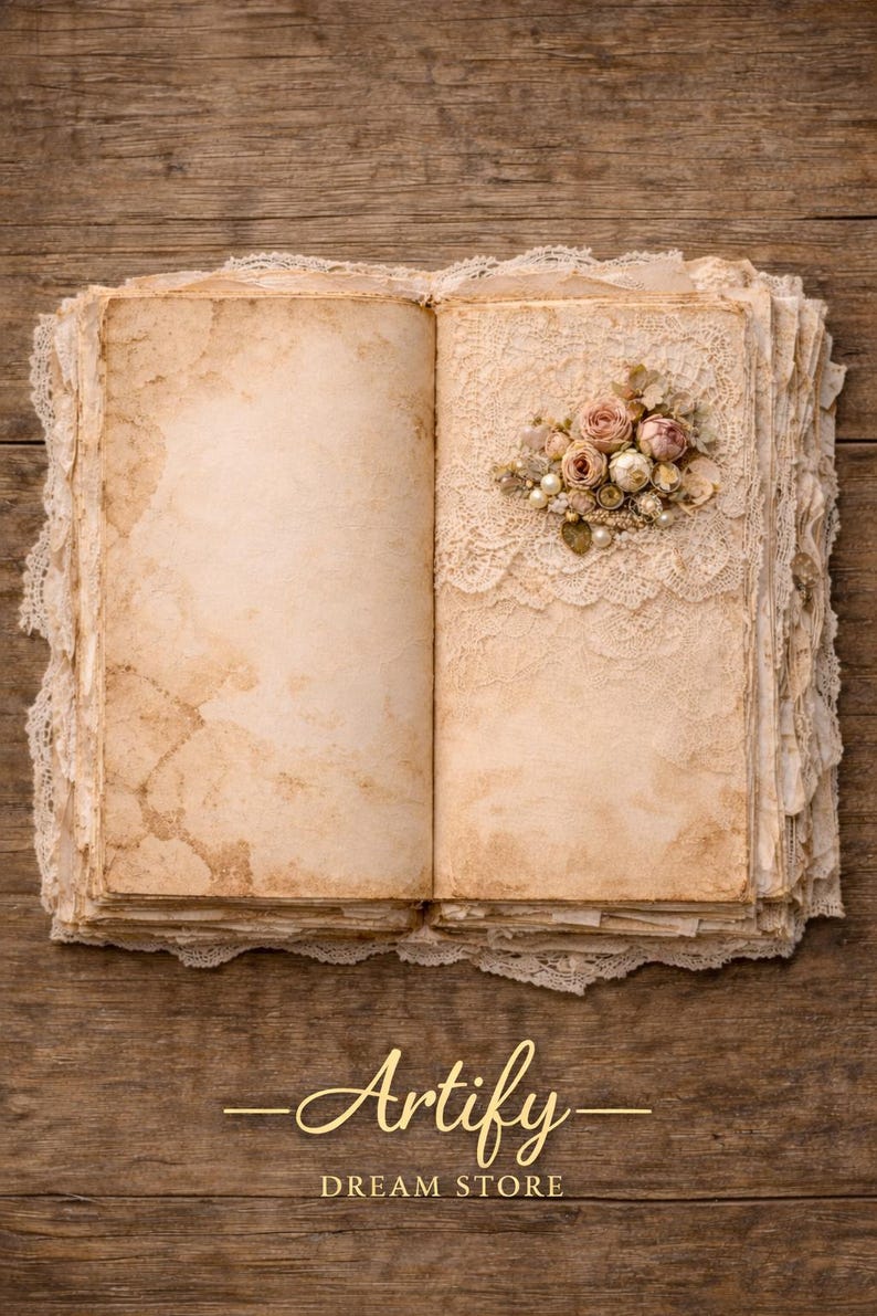 Vintage Lace Junk Journal Cover & Pages | Shabby Chic Floral Ephemera ...