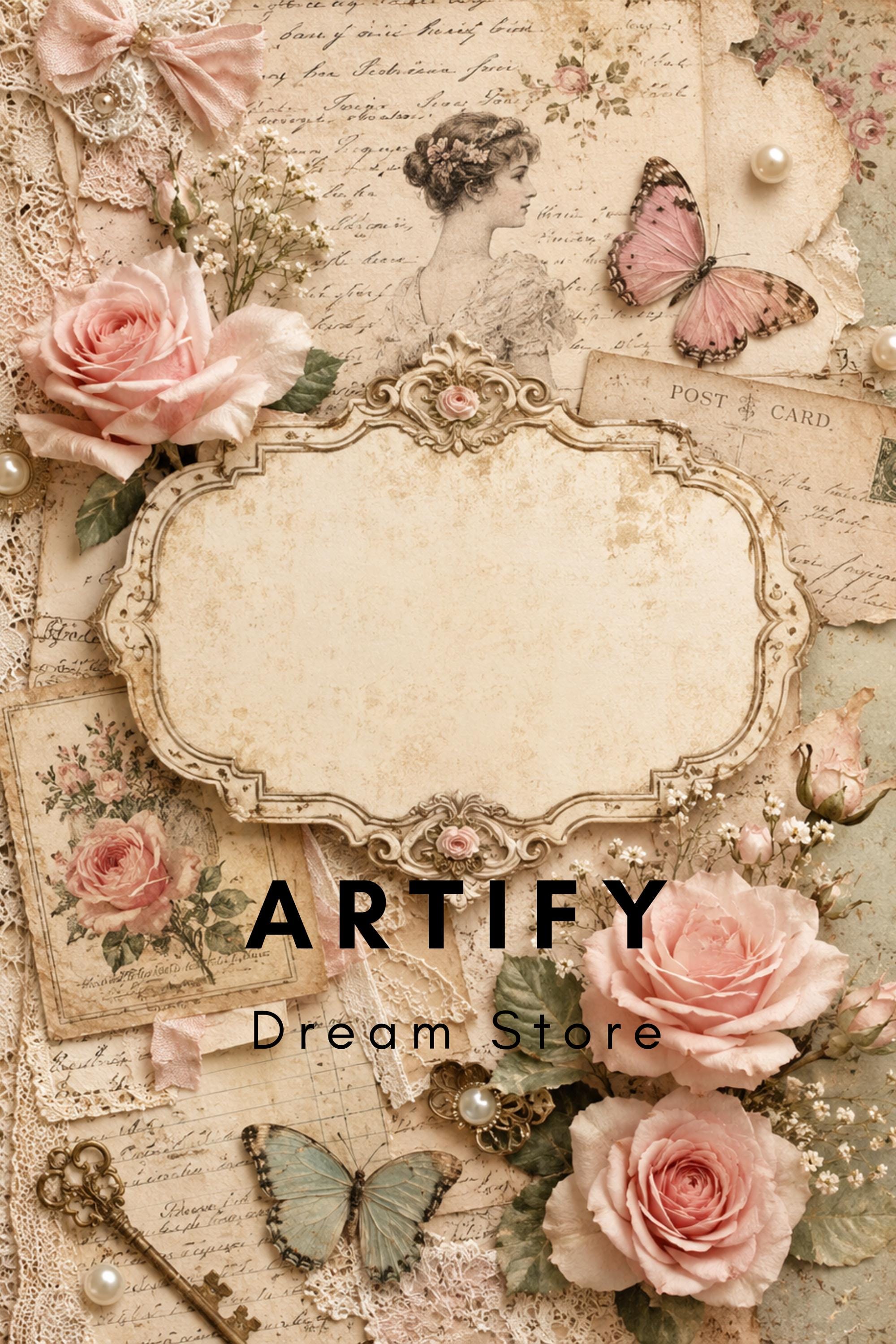 Vintage Shabby Chic Junk Journal Kit | Printable Ephemera, Cutouts ...