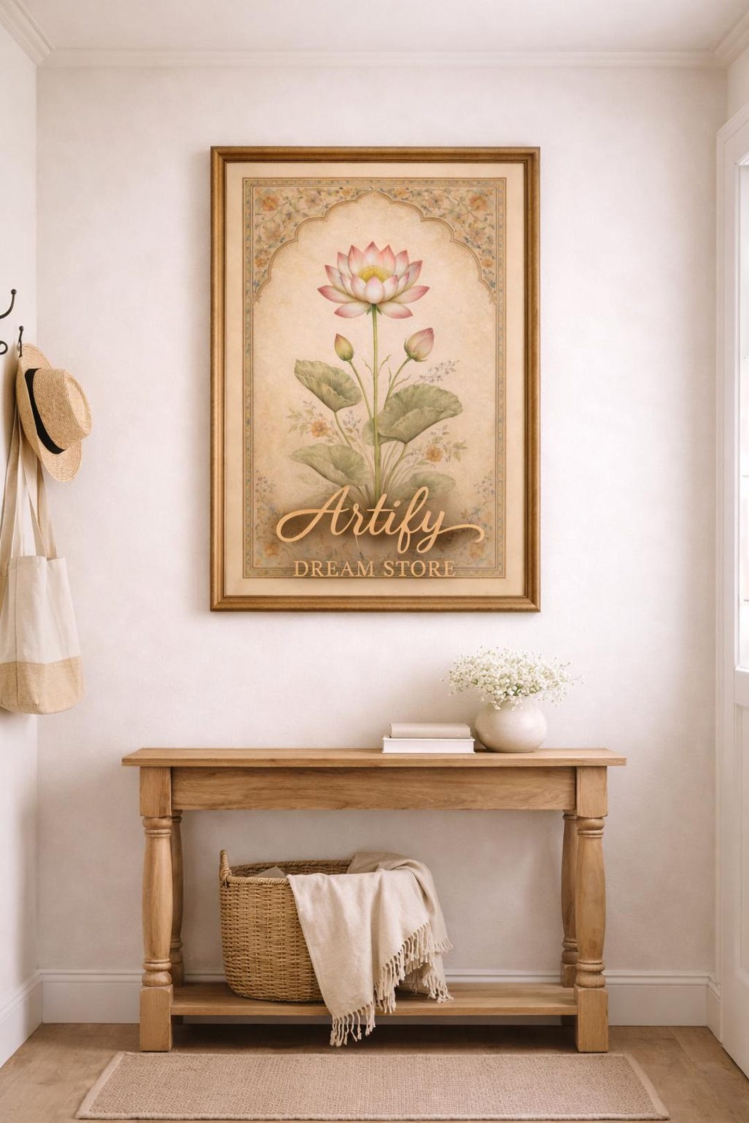 Vintage Lotus Flower Wall Art Printable, Botanical Illustration, Floral ...