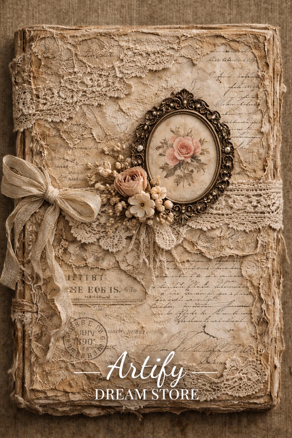 Shabby Chic Junk Journal Cover Bundle | Vintage Lace Scrapbook Pages - Etsy
