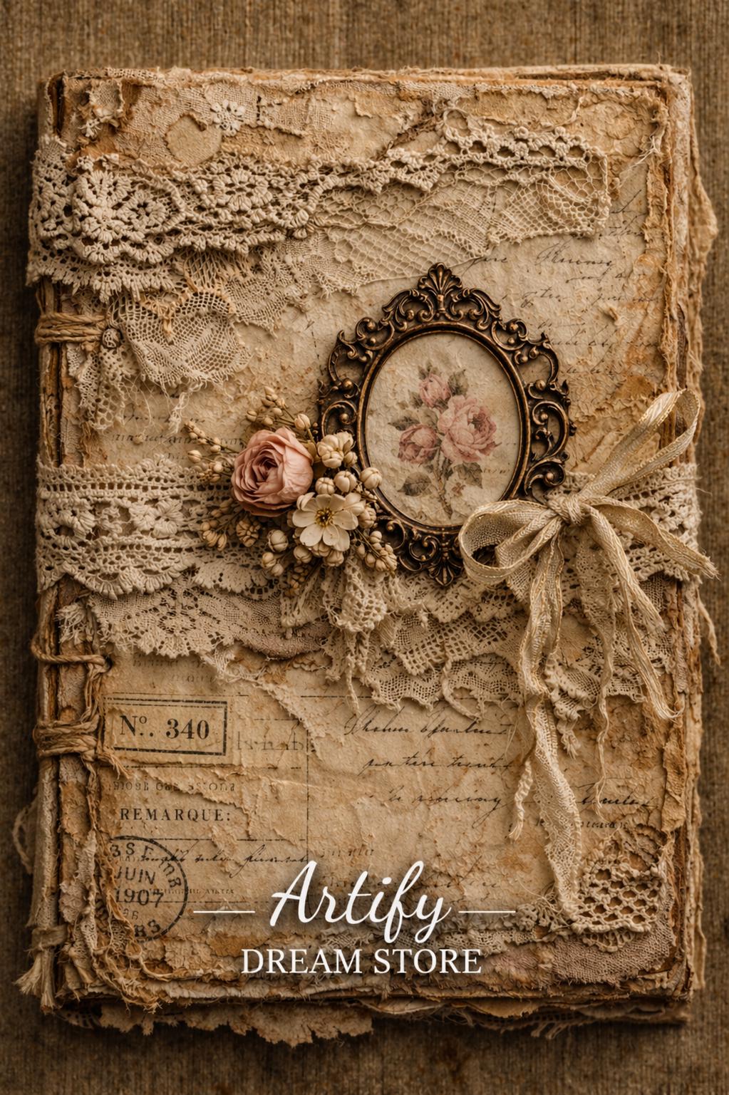 Shabby Chic Junk Journal Cover Bundle | Vintage Lace Scrapbook Pages - Etsy