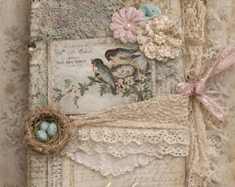 Shabby Chic Floral Junk Journal Cover, Victorian Ephemera Collage (Digital Download)