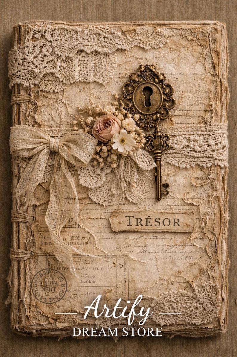 Shabby Chic Junk Journal Cover Bundle | Vintage Lace Scrapbook Pages - Etsy