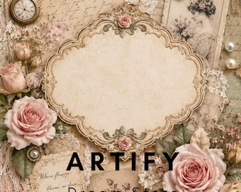 Kit de diario estilo vintage shabby chic / Paquete de efímeros, recortes y páginas para diario imprimibles