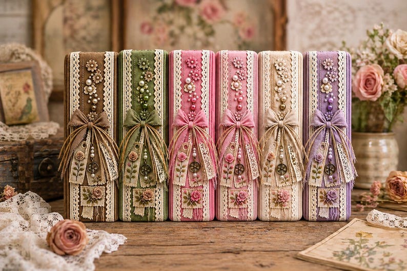 Vintage Junk Journal Kit, Shabby Chic Ephemera, Lace Floral Cover ...