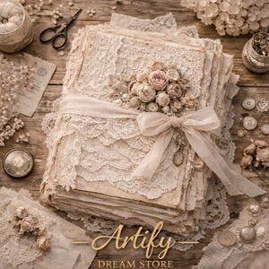 Vintage Lace Junk Journal Cover & Pages | Shabby Chic Floral Ephemera ...